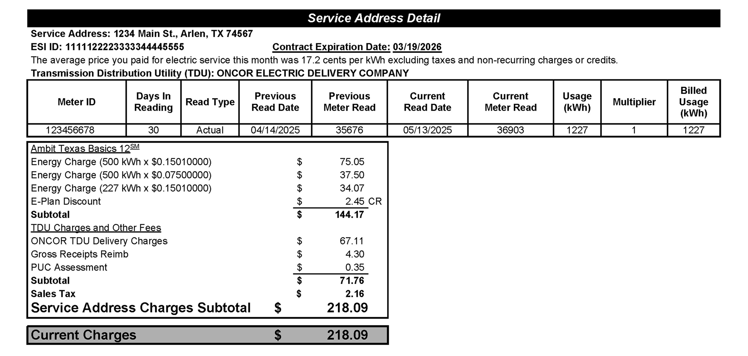 bill account details